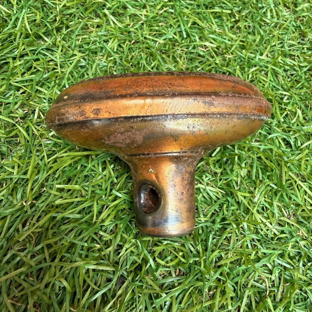 Antique‎ Oval Beaded Doorknob Ornate Brass Metal Door Handle Hardware